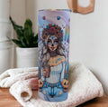 Fall Vibes Girl Tumbler 20oz With Reusable Straw, Can Be Personalized