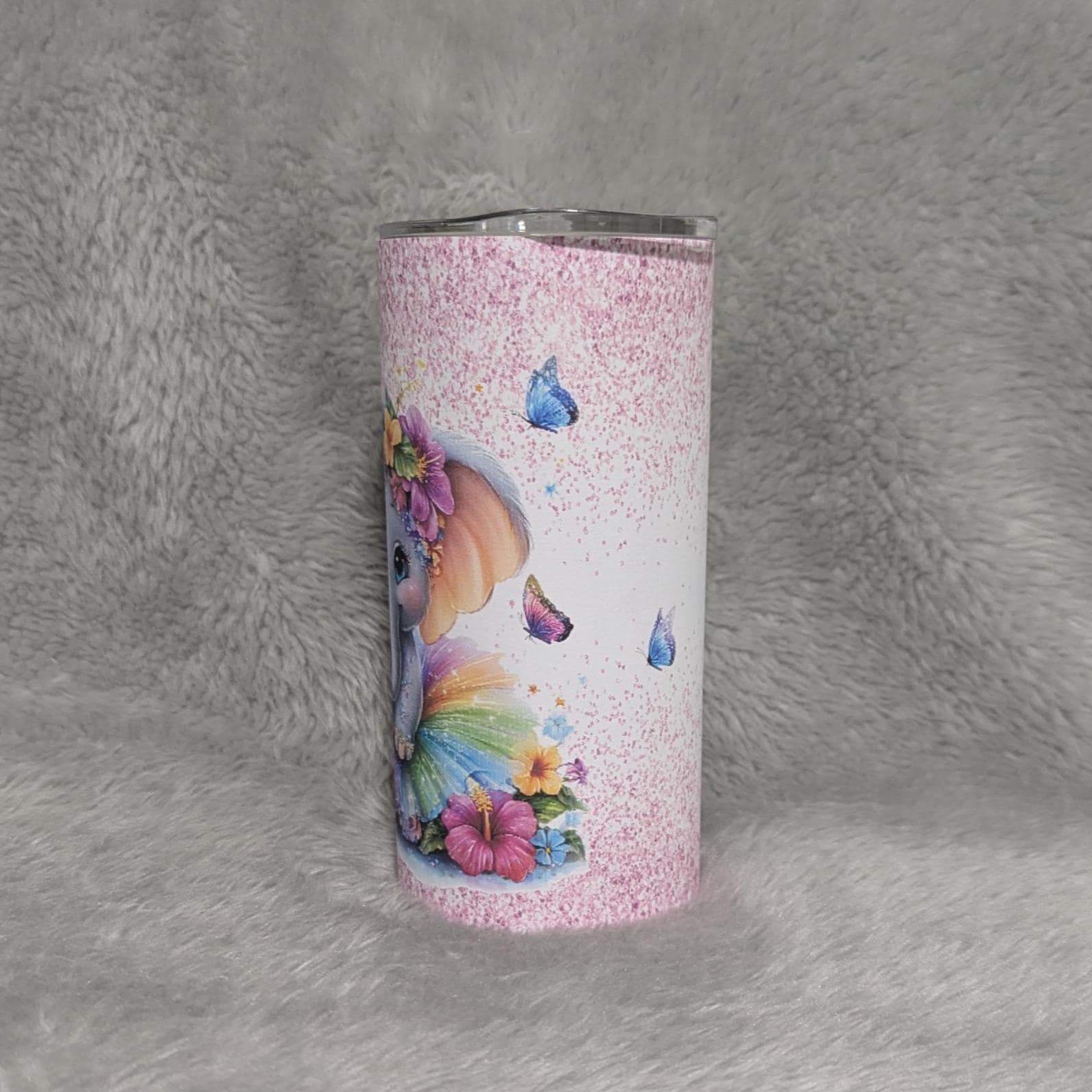 Kids Elephant Tumbler 15oz With Reusable Straw, Can Be Personalized