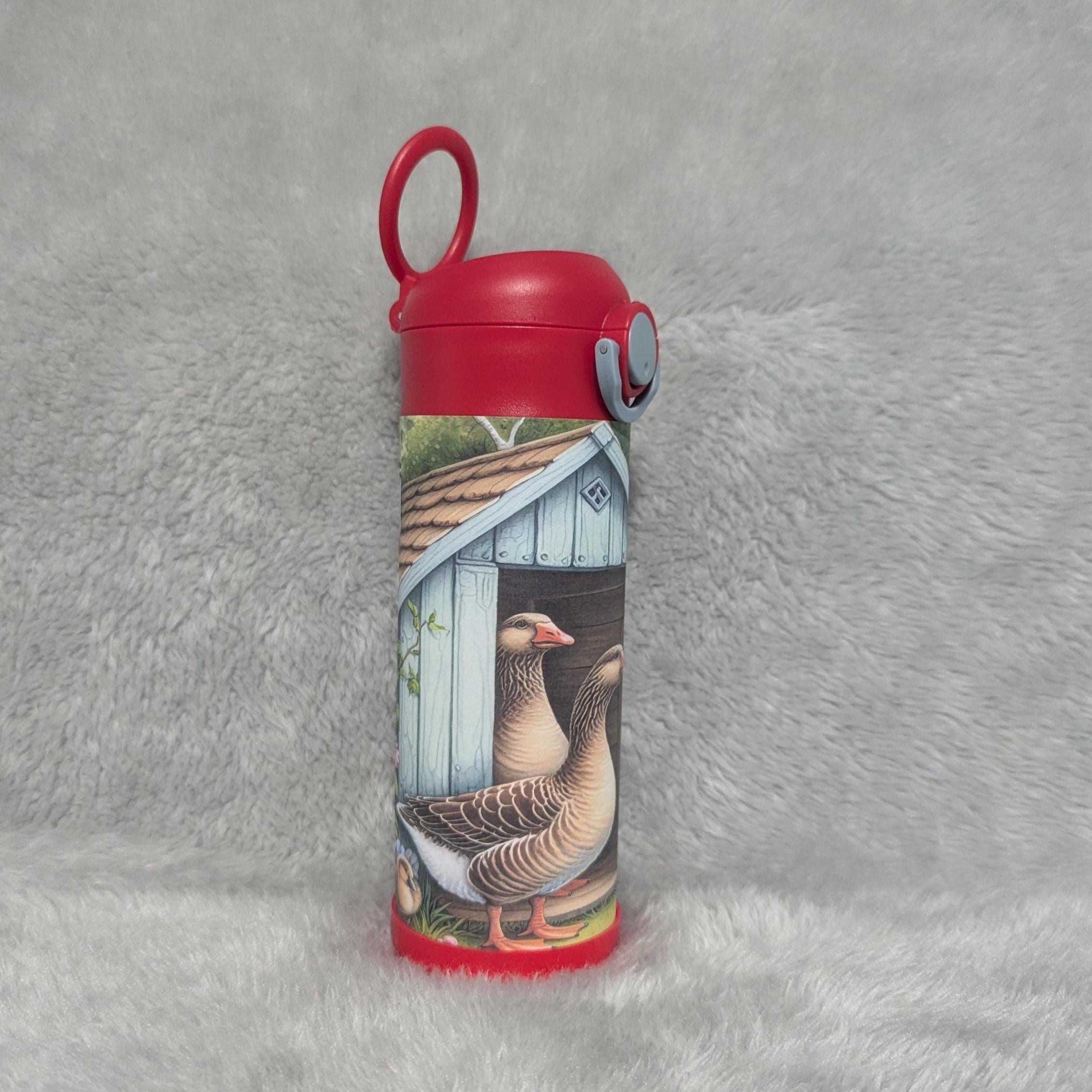 Kids Goose Water Bottle 12oz With Reusable Straw Can Be Personalized