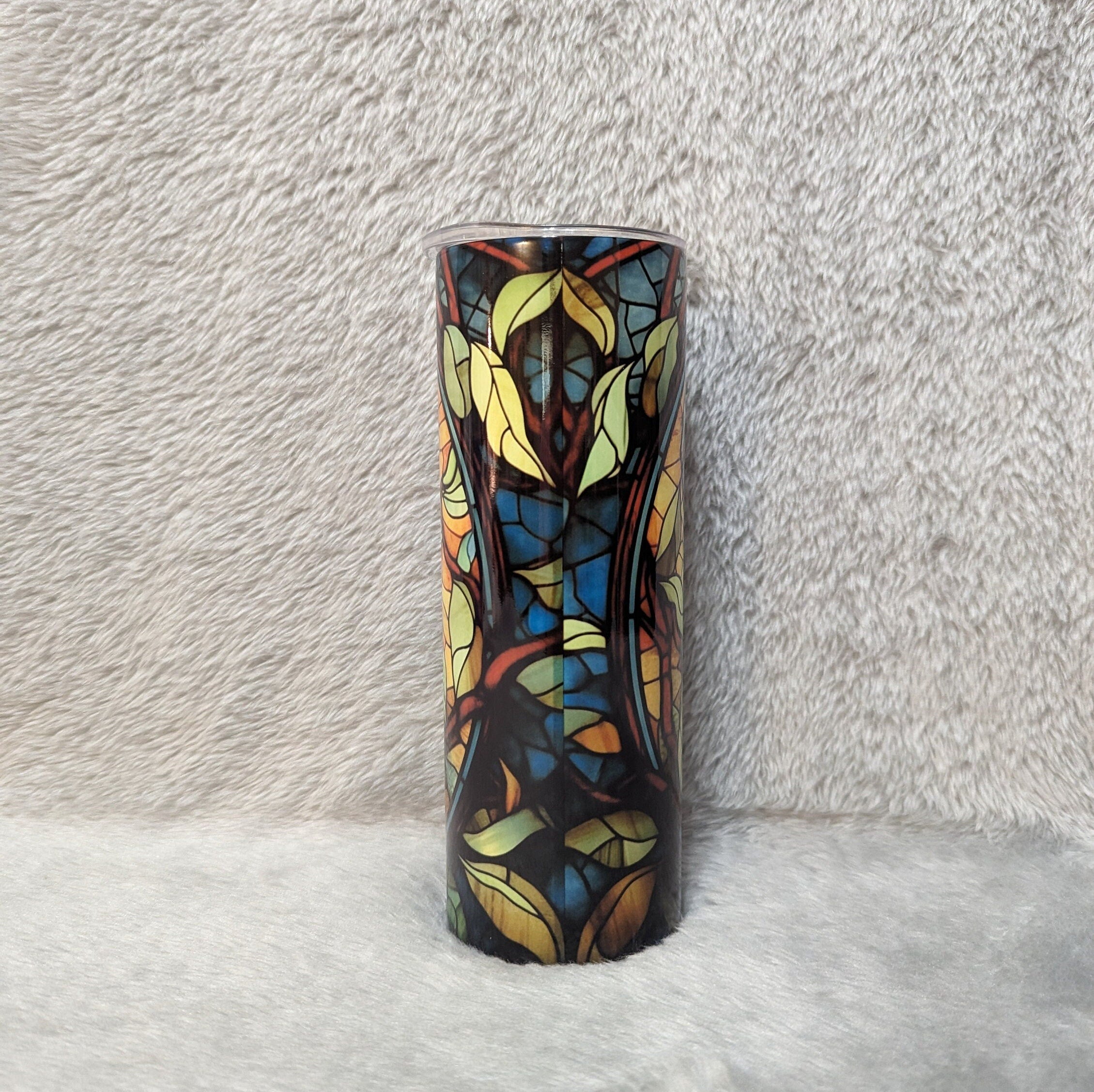Koala Bear Tumbler With A Stained Glass Design 20oz With Reusable Straw, Can Be Personalized