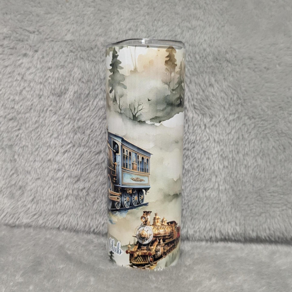 Train Tumbler 20oz With Reusable Straw, Can Be Personalized