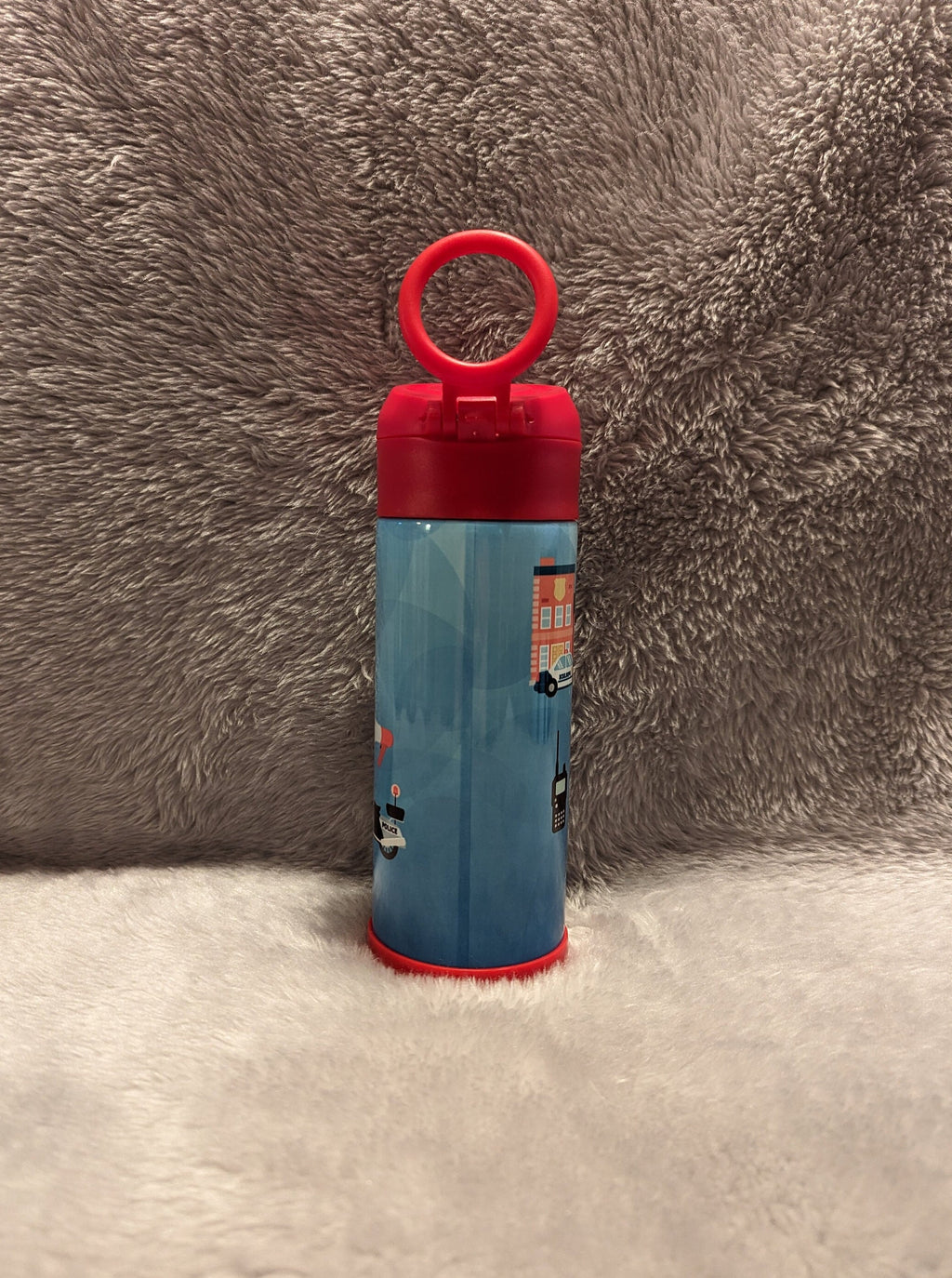 Kids Boy Cop Water Bottle 12oz With Reusable Straw Can Be Personalized