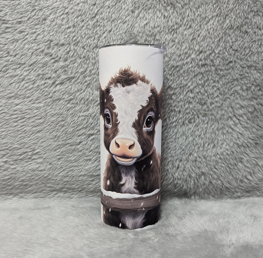 Adorable Calf Tumbler 20oz With Reusable Straw, Can Be Personalized