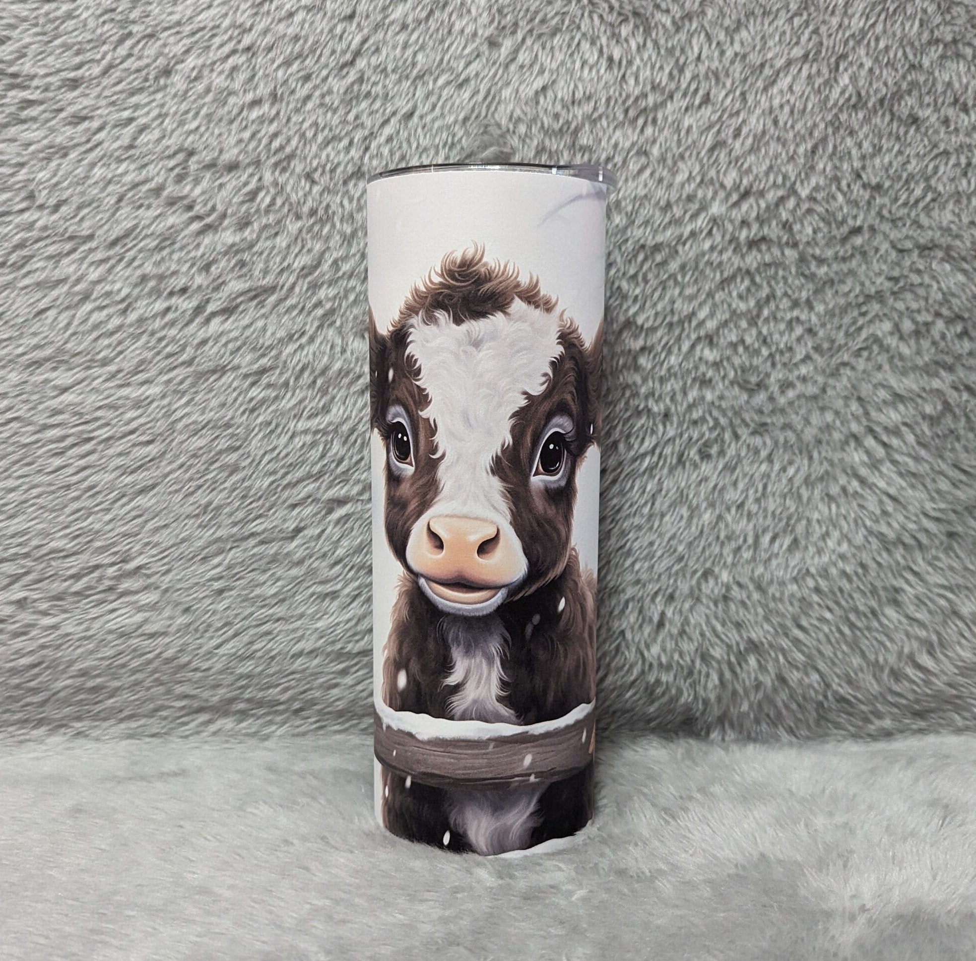 Adorable Calf Tumbler 20oz With Reusable Straw, Can Be Personalized