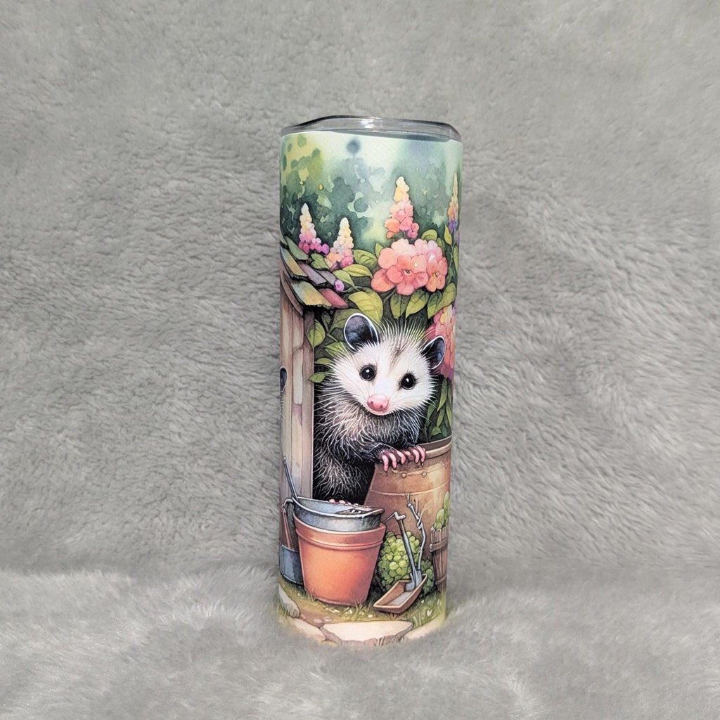 Adorable Possum Tumbler 20oz With Reusable Straw, Can Be Personalized