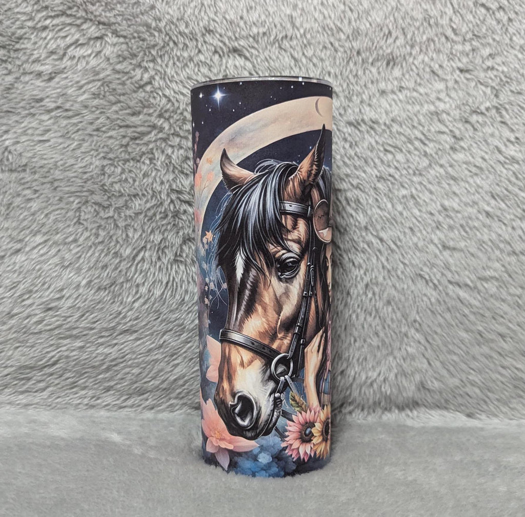 Cowgirl Tumbler with Her and Her Horse 20oz With Reusable Straw, Can Be Personalized