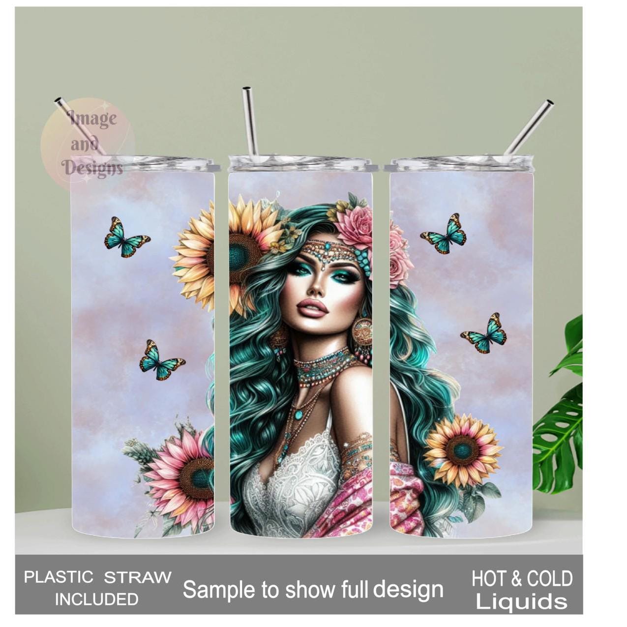 Boho Floral Girl 20oz Tumbler Can Be Personalized