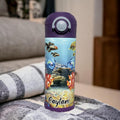 Kids Fish Aquarium Design Water Bottle 12oz With Reusable Straw Can Be Personalized