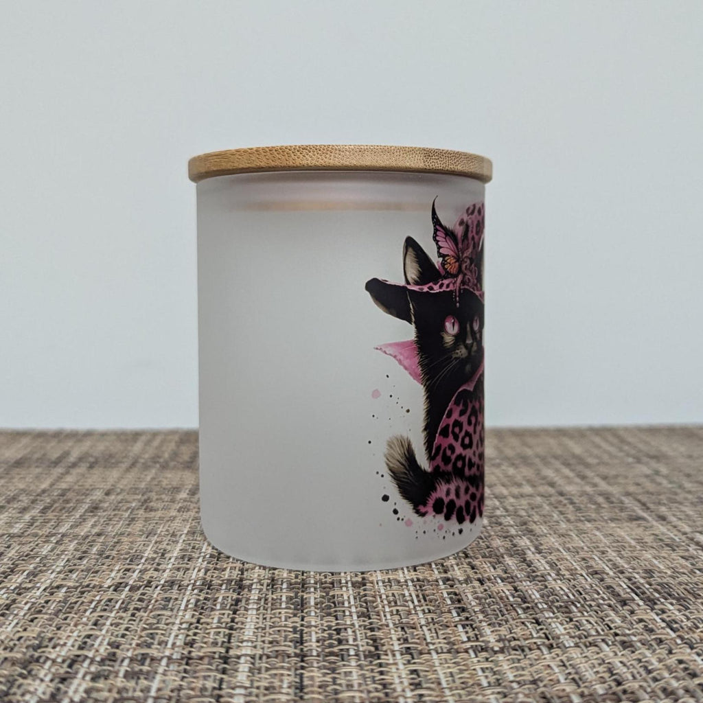 Black Cat Candle Holder With A Battery Operated Flickering Tea Light