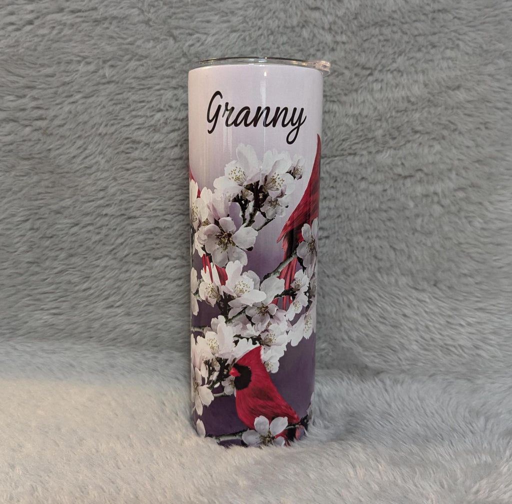 Beautiful Red Cardinal Tumbler 20oz With Reusable Straw, Can Be Personalized