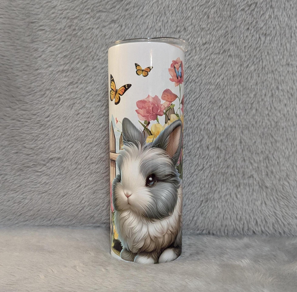 Bunny Rabbit Tumbler 20oz With Reusable Straw, Can Be Personalized