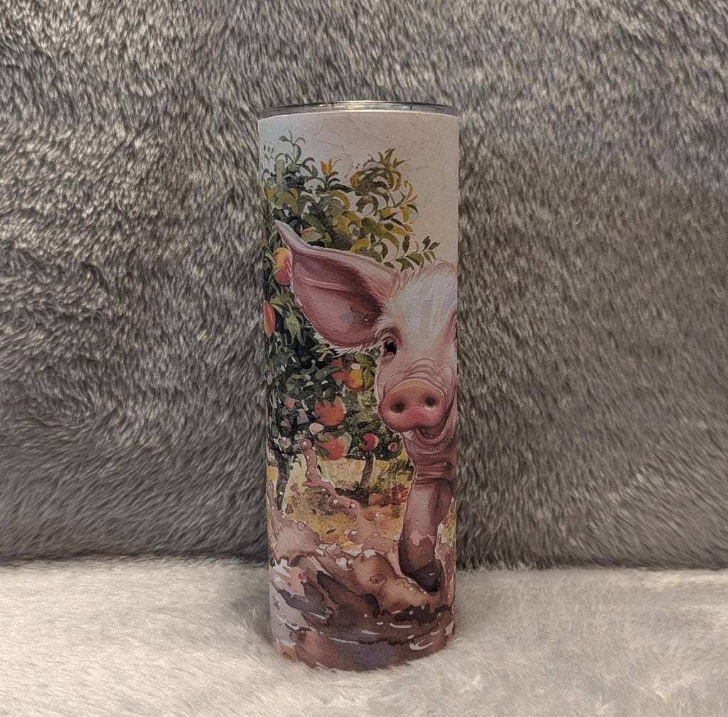 Pig In The Mud Tumbler 20oz With Reusable Straw, Can Be Personalized