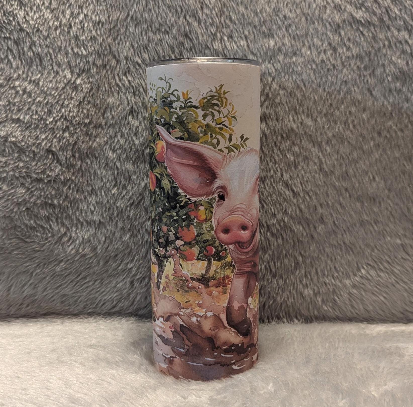 Pig In The Mud Tumbler 20oz With Reusable Straw, Can Be Personalized