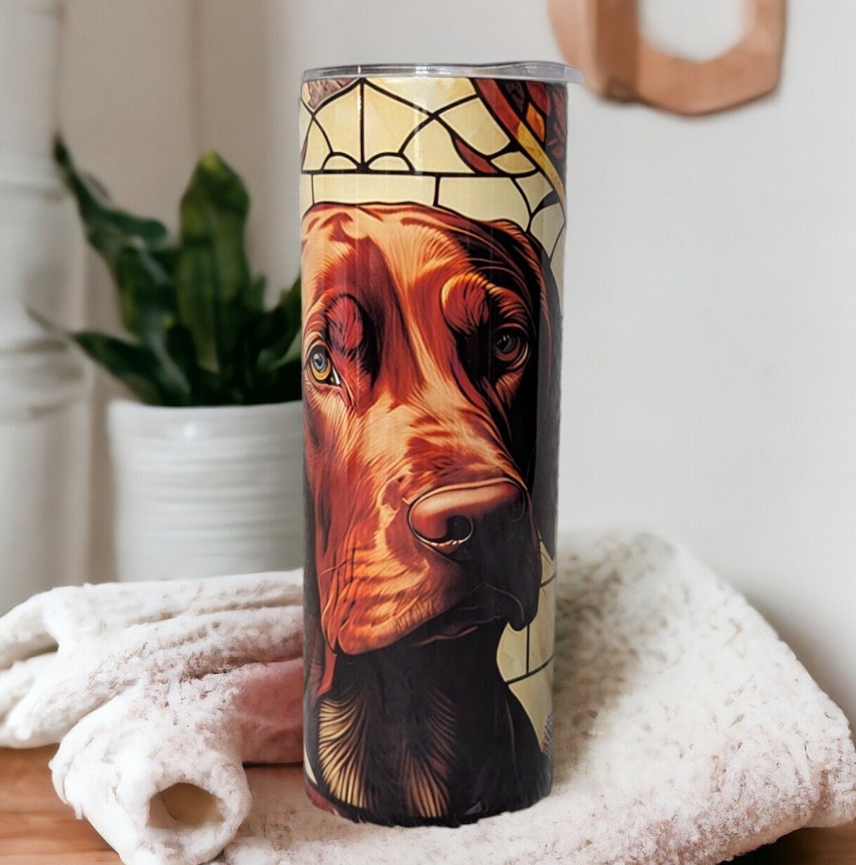 Vizsla Dog Tumbler 20oz With Reusable Straw, Can Be Personalized