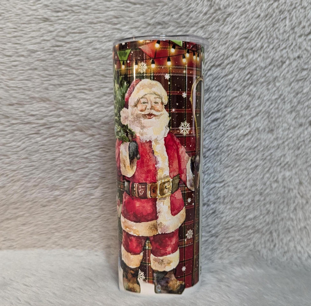 Santa Christmas Rules Tumbler 20oz With Reusable Straw