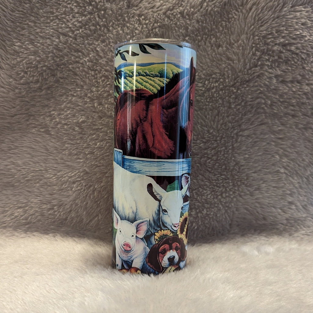 Farm Animals Tumbler 20oz With Reusable Straw, Can Be Personalized