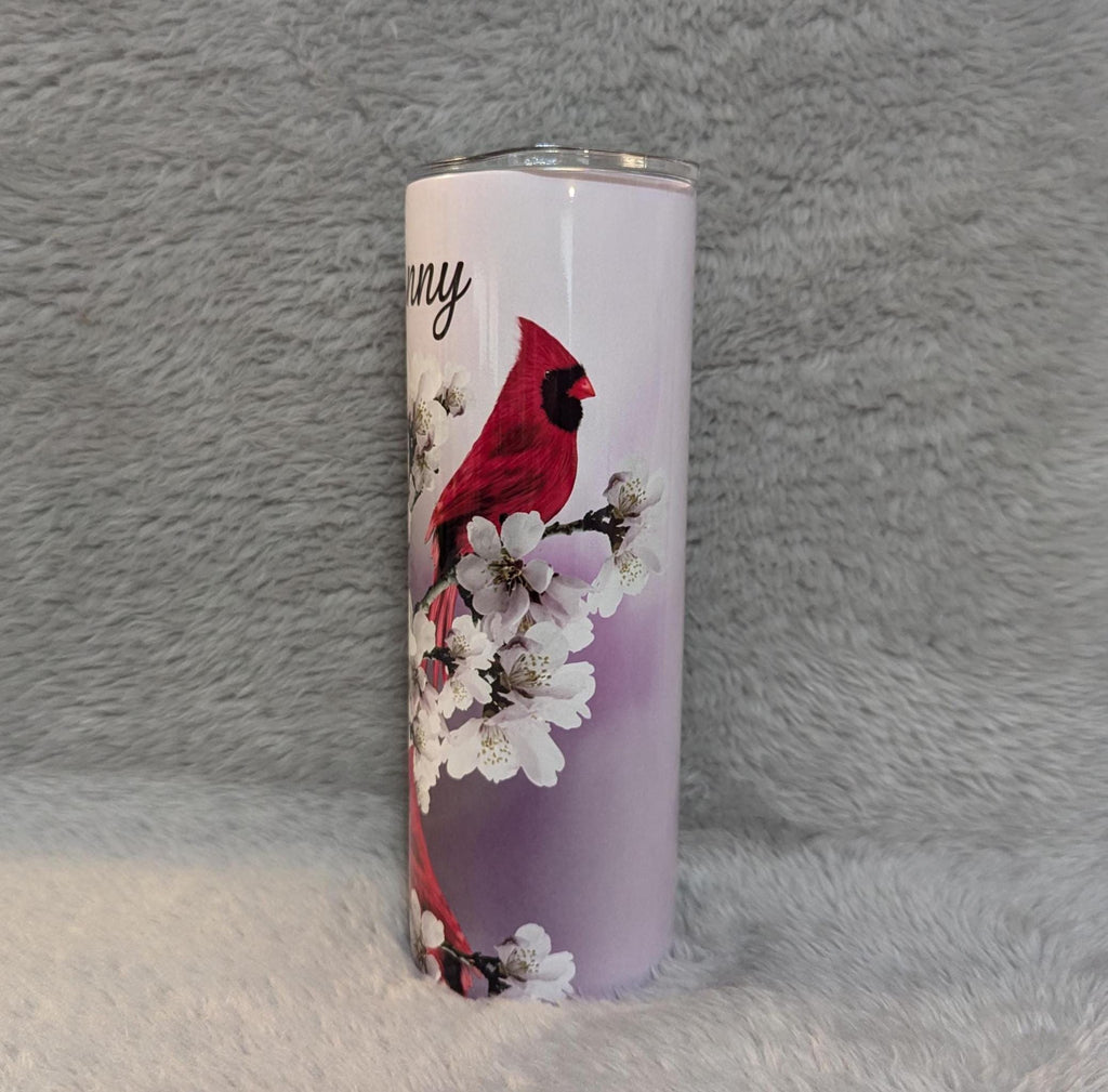 Beautiful Red Cardinal Tumbler 20oz With Reusable Straw, Can Be Personalized