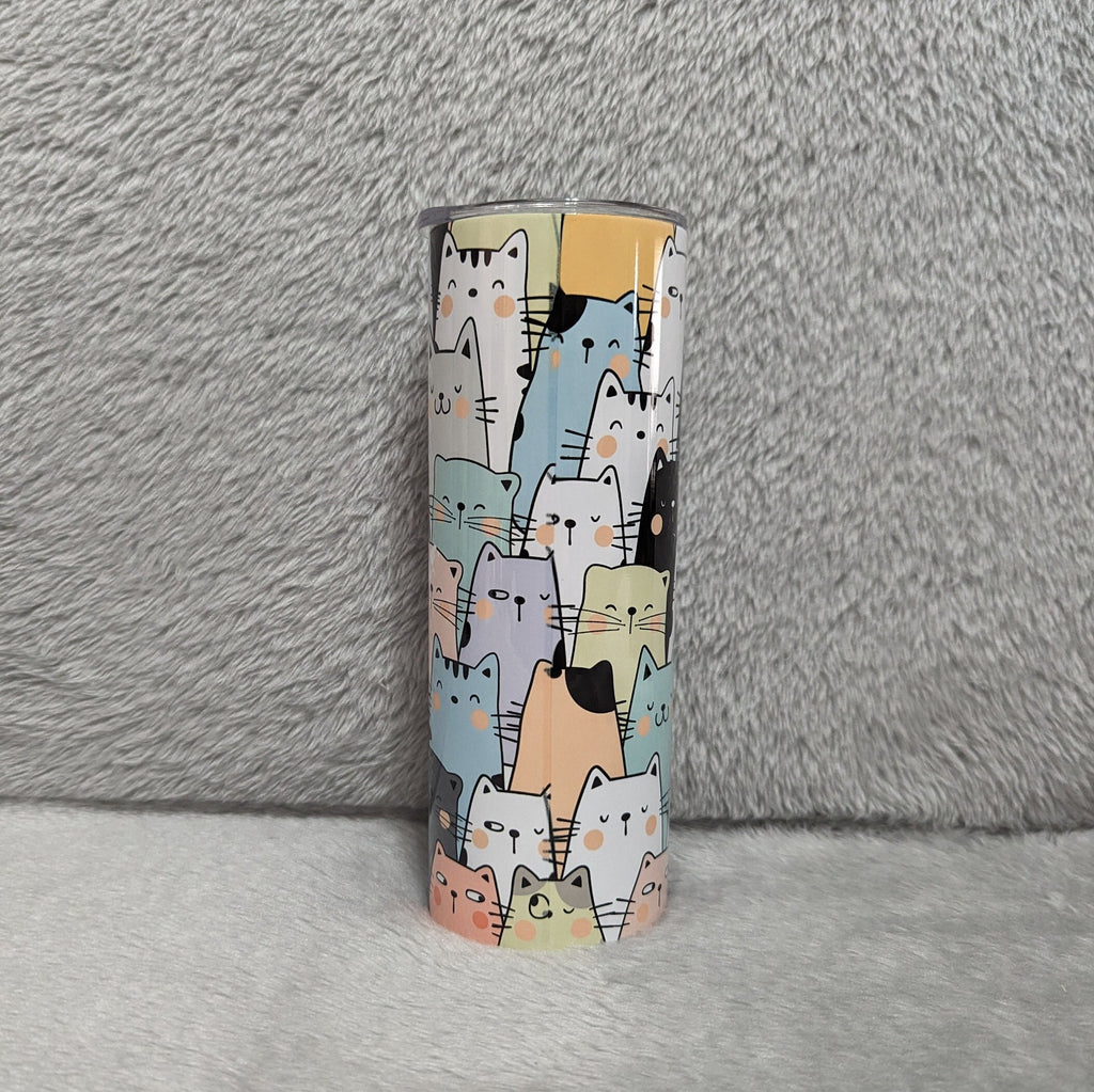 Cat Mom Tumbler 20oz With Reusable Straw, Can Be Personalized