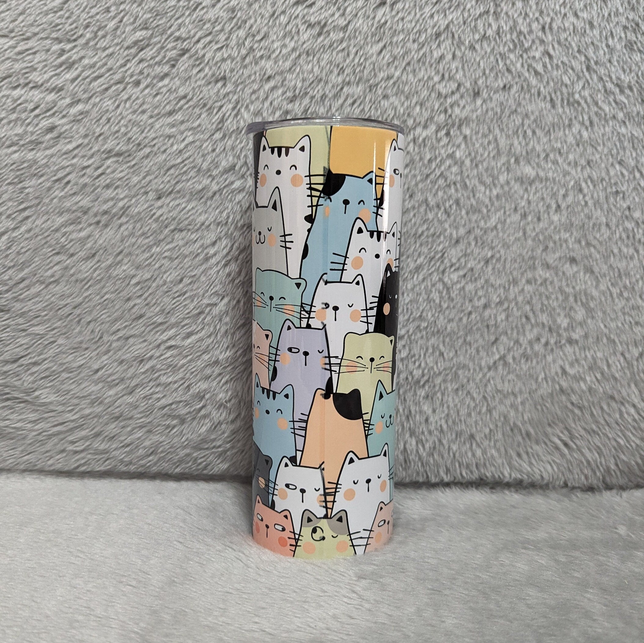 Cat Mom Tumbler 20oz With Reusable Straw, Can Be Personalized