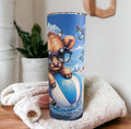 Summer Beach Highland Cow Tumbler 20oz With Reusable Straw, Can Be Personalized