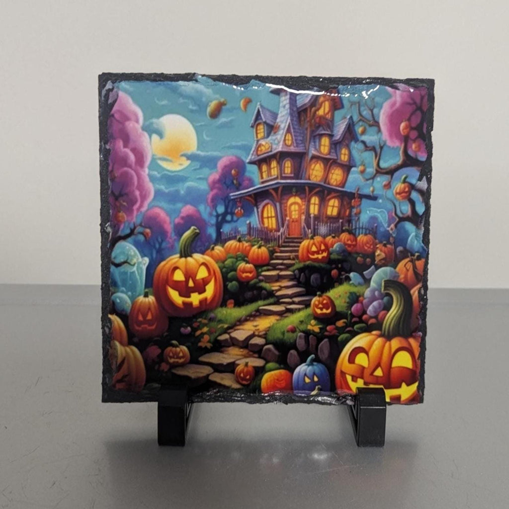 Halloween Haunted House Slate Picture With Display Legs