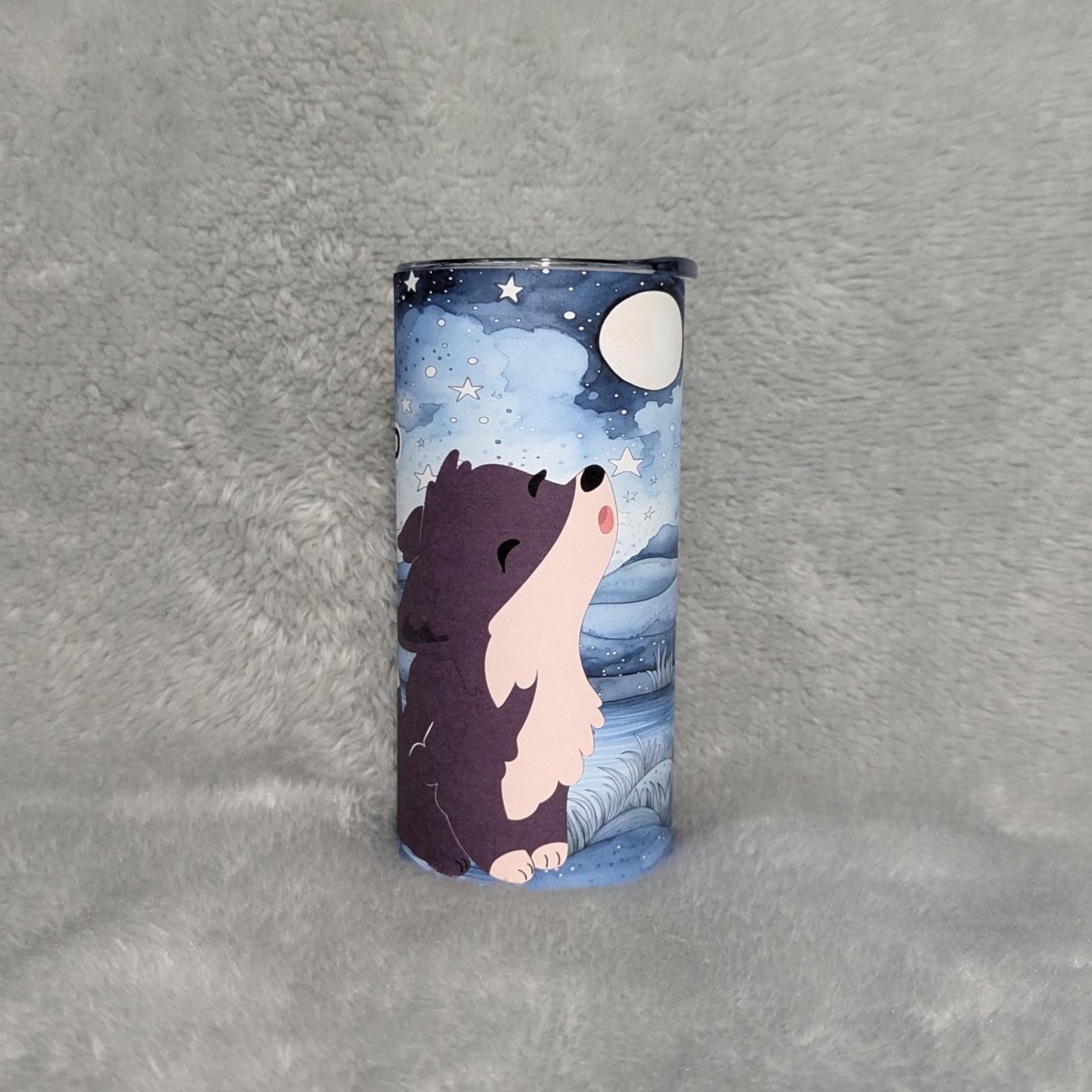 Kids Wolf Tumbler 15oz With Reusable Straw, Can Be Personalized