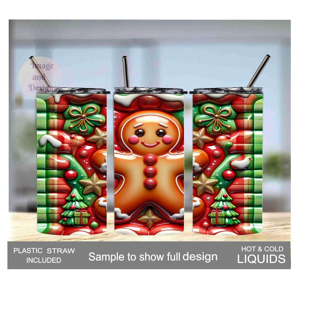 Kids Gingerbread Man Tumbler 15oz With Reusable Straw, Can Be Personalized