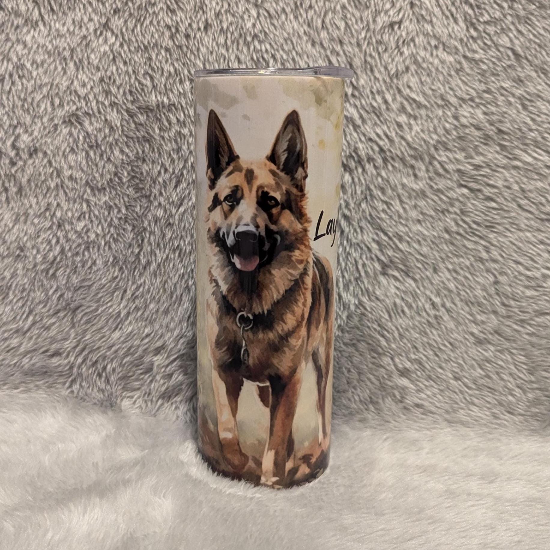 German Shepherd Tumbler 20oz With Reusable Straw, Can Be Personalized
