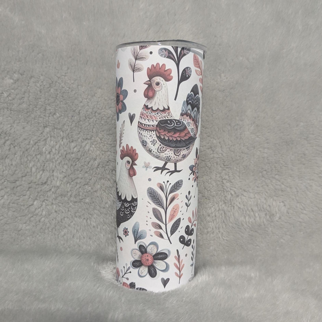 Country Chicken & Rooster Tumbler 20oz With Reusable Straw