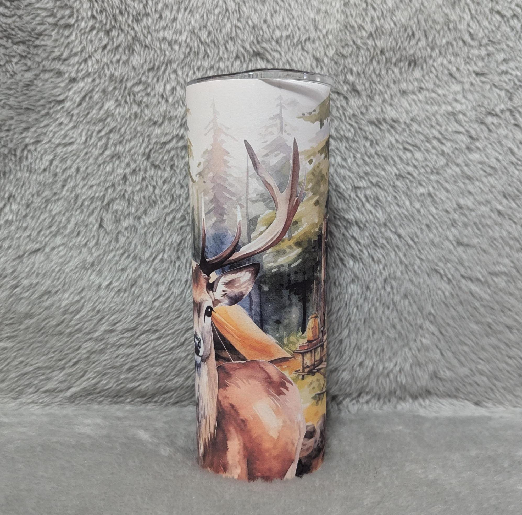 Deer Tumbler 20oz With Reusable Straw, Can Be Personalized