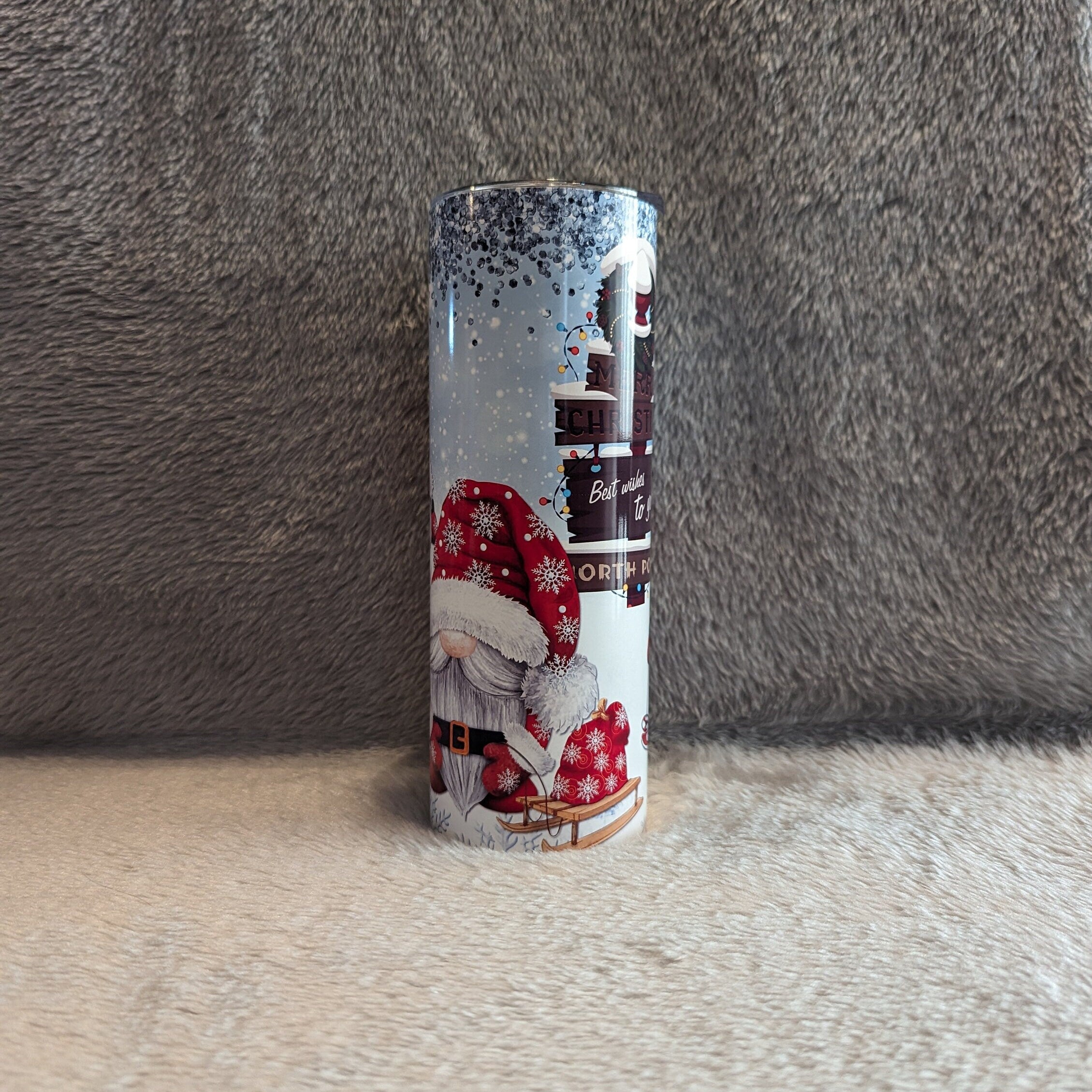 Skiing Gnomes Tumbler 20oz With Reusable Straw