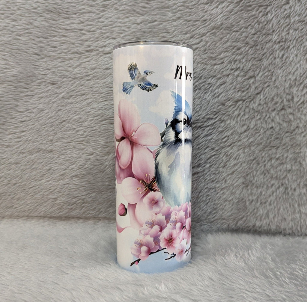 Blue Jay Tumbler 20oz With Reusable Straw, Can Be Personalized