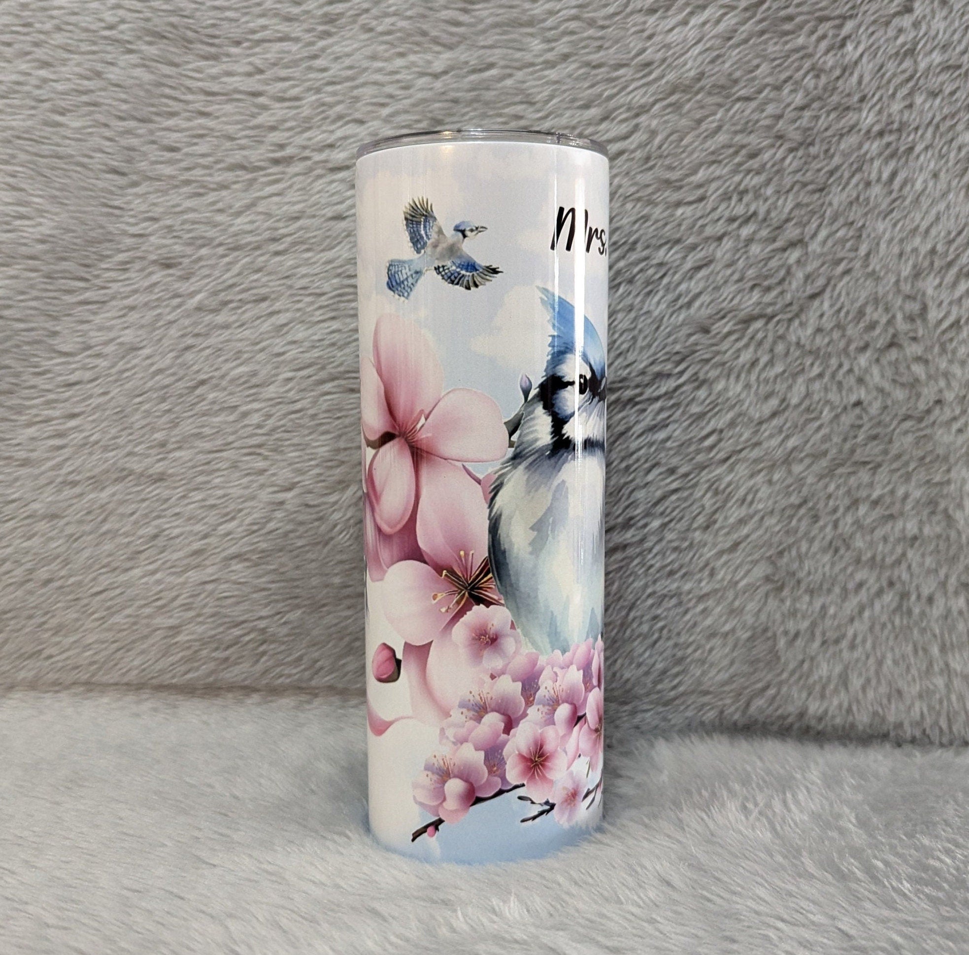 Blue Jay Tumbler 20oz With Reusable Straw, Can Be Personalized