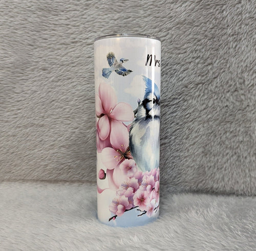 Blue Jay Tumbler 20oz With Reusable Straw, Can Be Personalized
