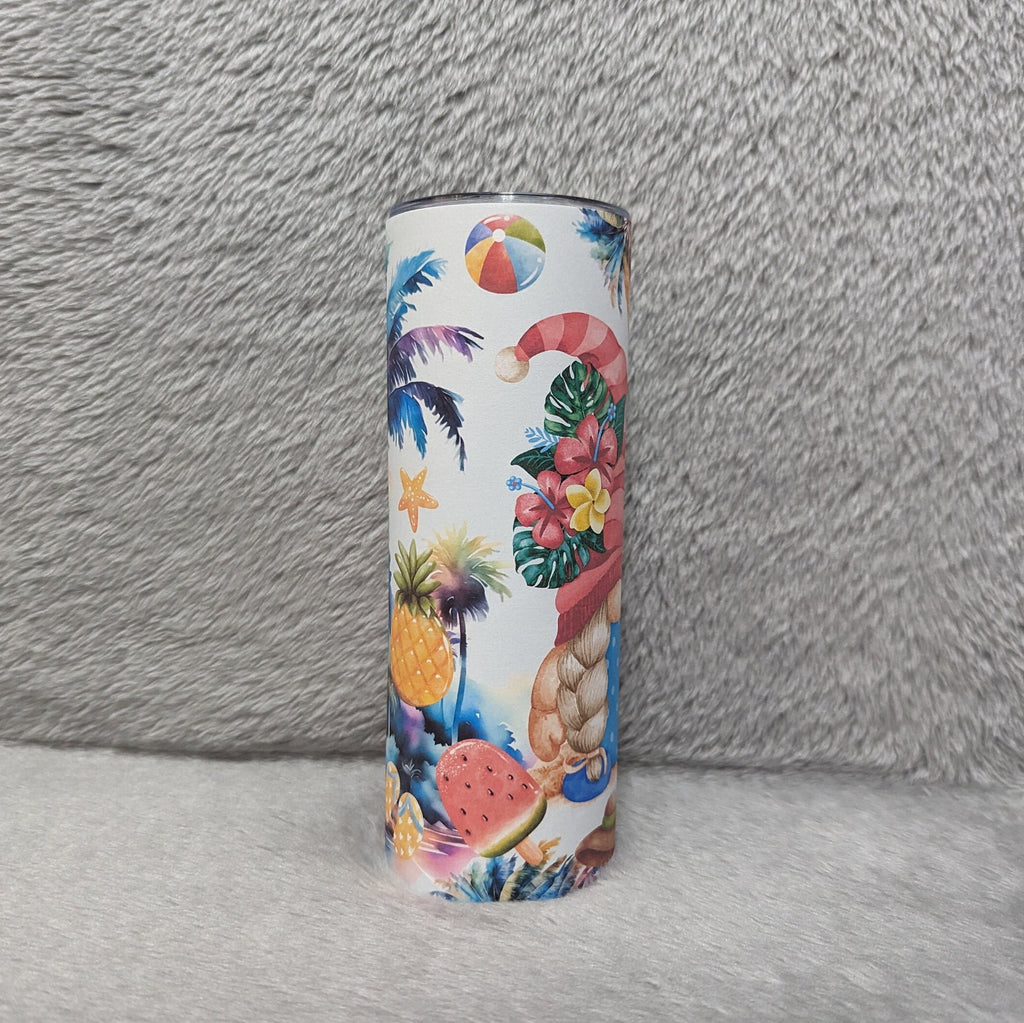 Beach Gnome Tumbler 20oz With Reusable Straw, Can Be Personalized