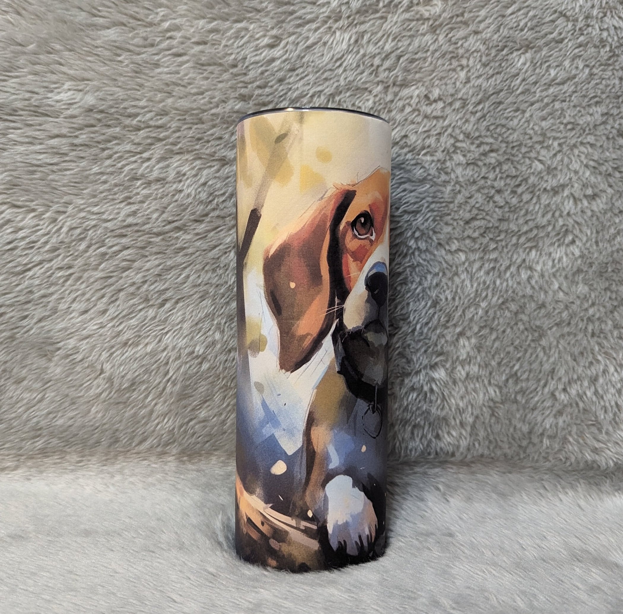 Beagle Puppy Tumbler 20oz With Reusable Straw, Can Be Personalized