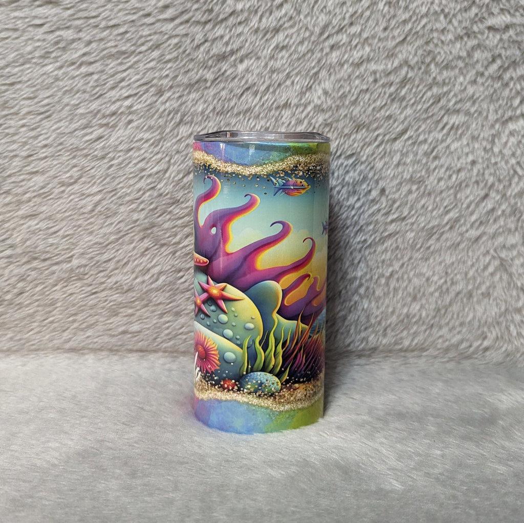 Kids Colorful Starfish Tumbler 15oz With Reusable Straw, Can Be Personalized