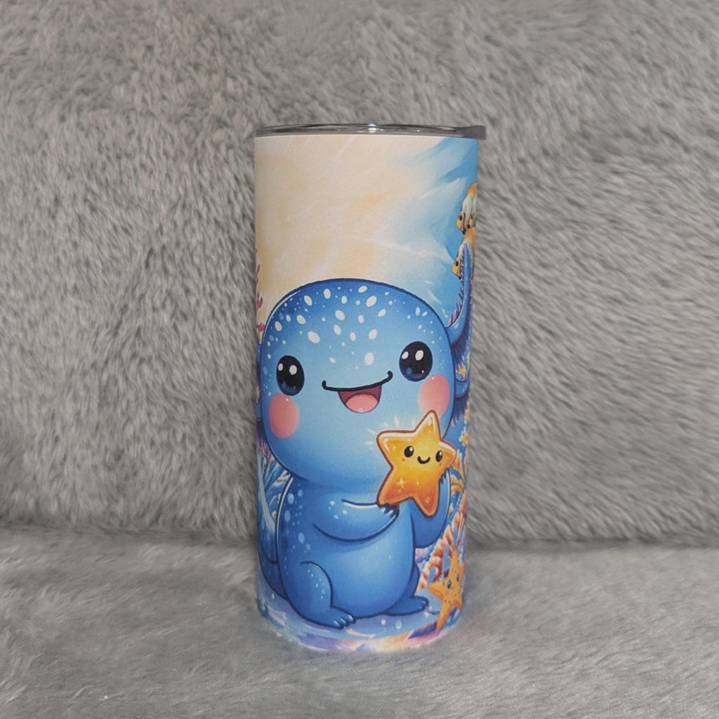 Kids Axolotl Tumbler 15oz With Reusable Straw, Can Be Personalized