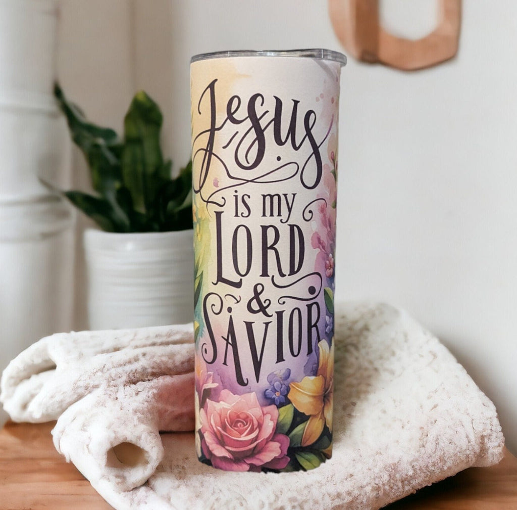 Jesus Is My Lord & Savior Tumbler - Christian Drinkware 20oz With Reusable Straw