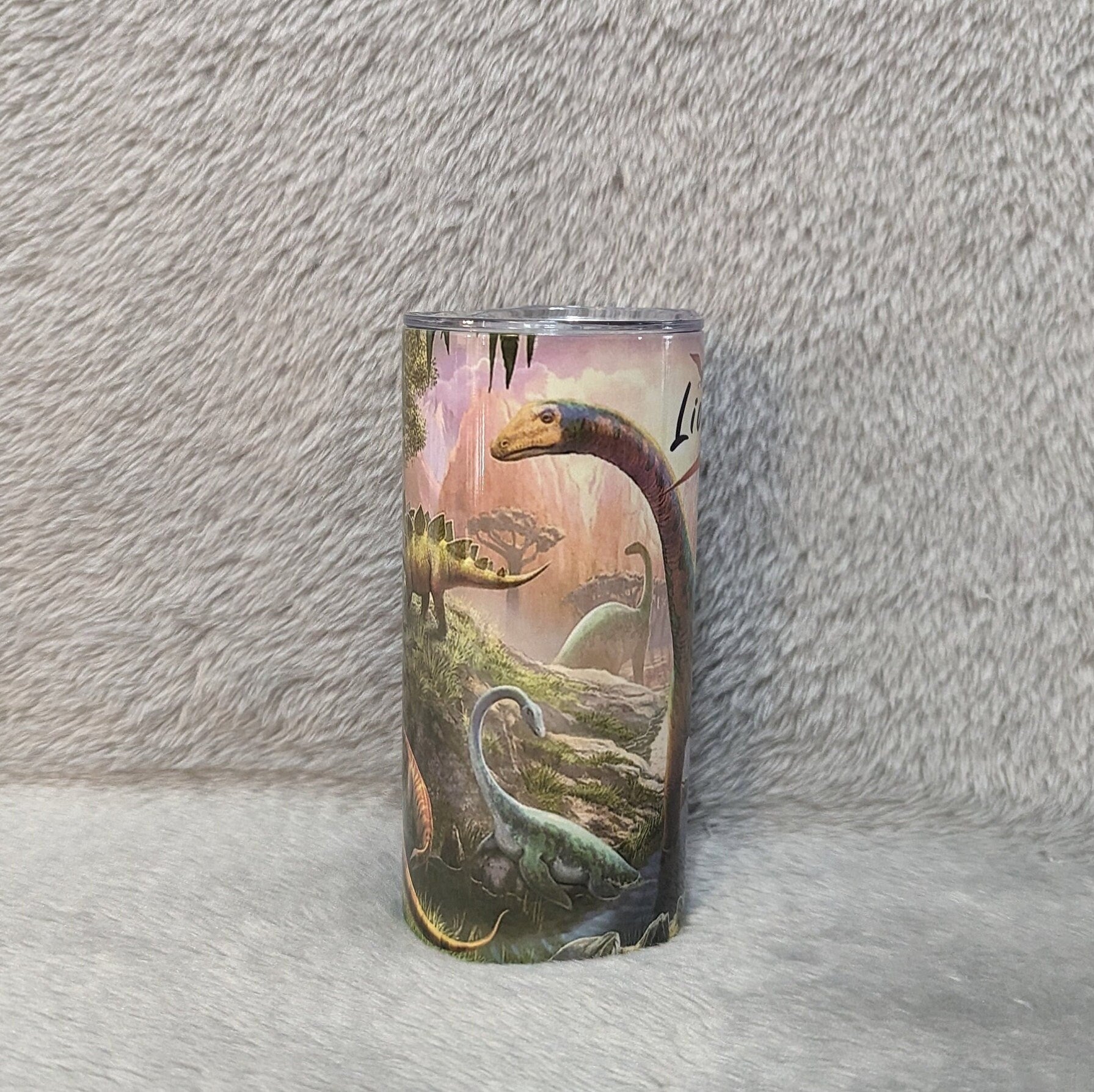Dinosaur Tumbler 15oz With Reusable Straw, Can Be Personalized