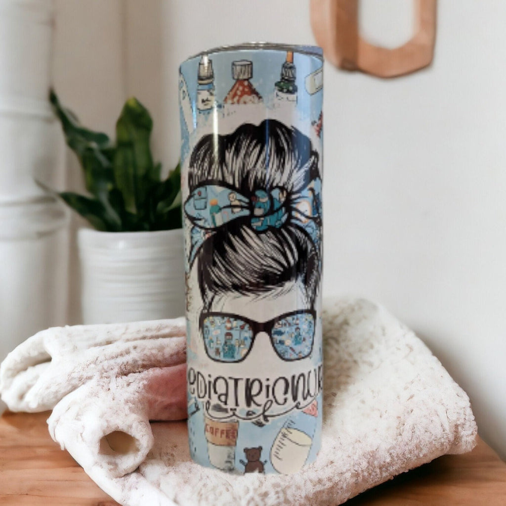 Pediatric Nurse Tumbler 20oz With Reusable Straw, Can Be Personalized