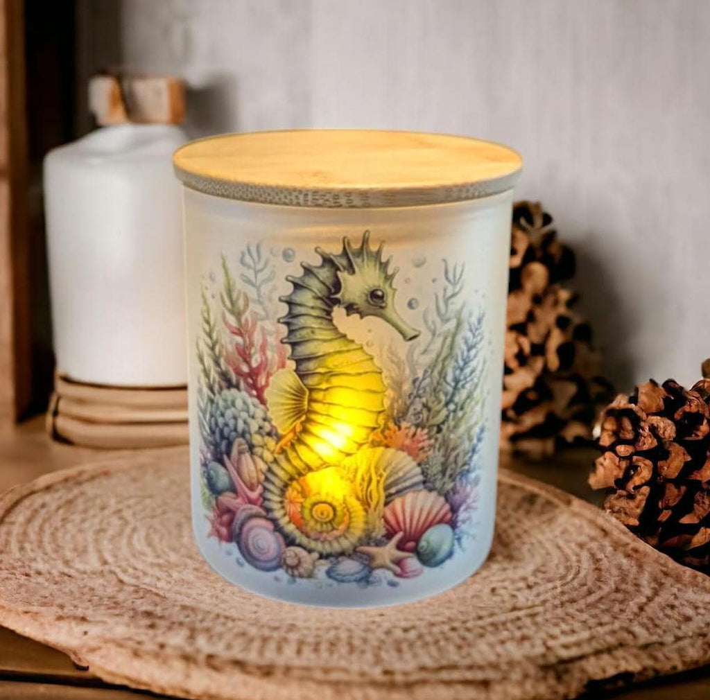 Green Seahorse Candle Holder With A Battery Operated Flickering Tea Light
