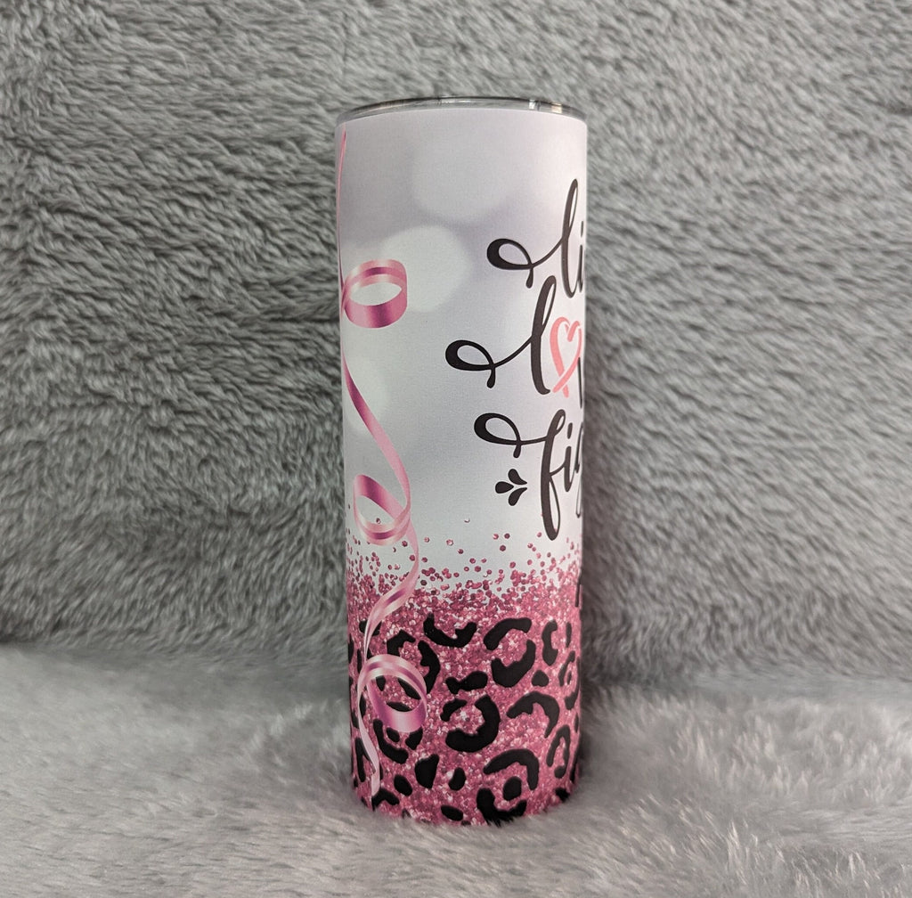 Live Love Fight Cancer Survivor Tumbler 20oz With Reusable Straw