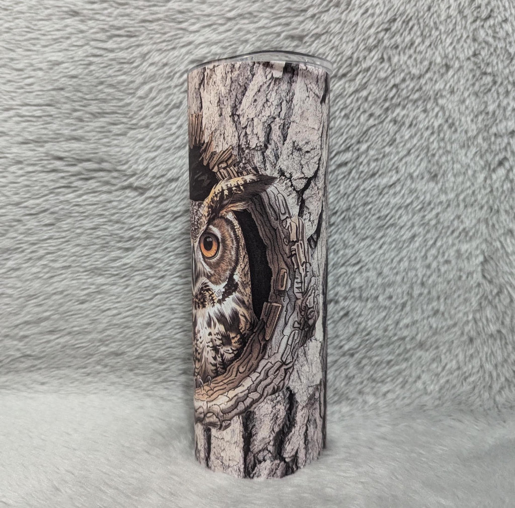 Owl Tumbler 20oz With Reusable Straw, Can Be Personalized