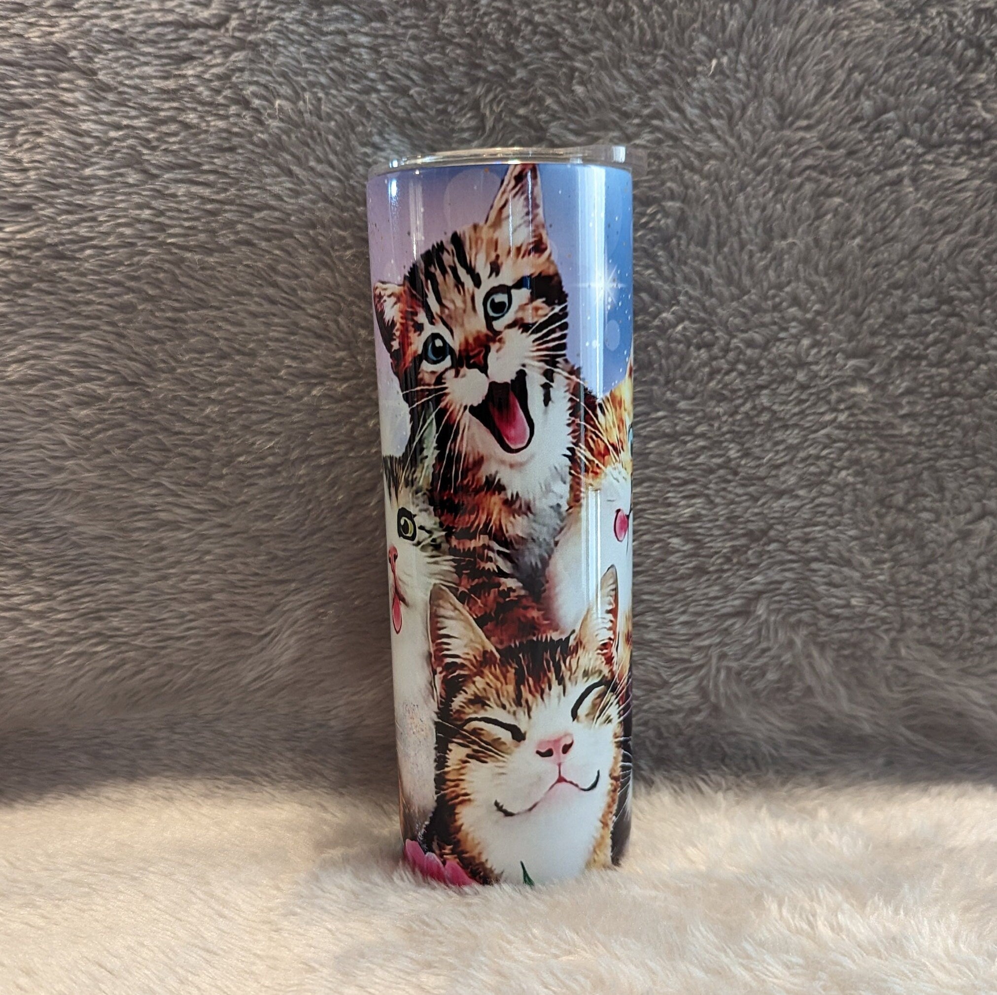 Crazy Cat Tumbler 20oz With Reusable Straw, Can Be Personalized