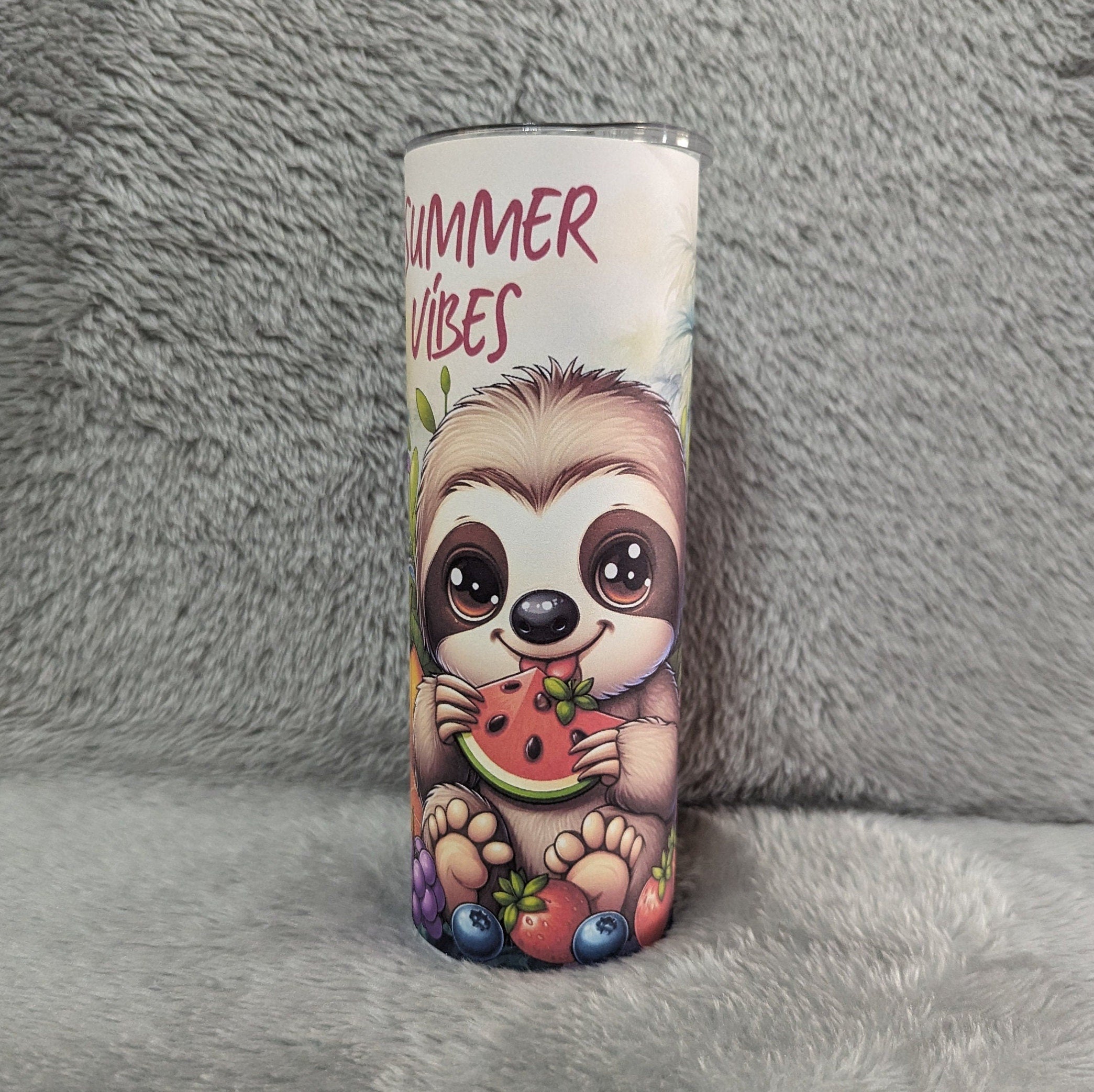 Summer Vibes Sloth Tumbler 20oz With Reusable Straw