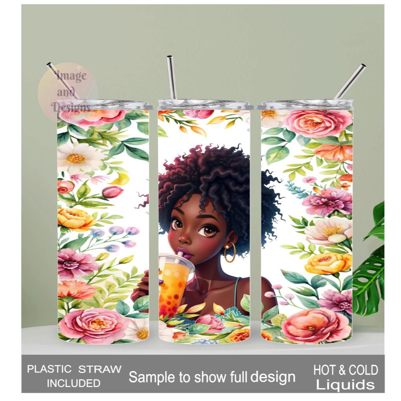 Summer Girl Tumbler 20oz With Reusable Straw, Can Be Personalized