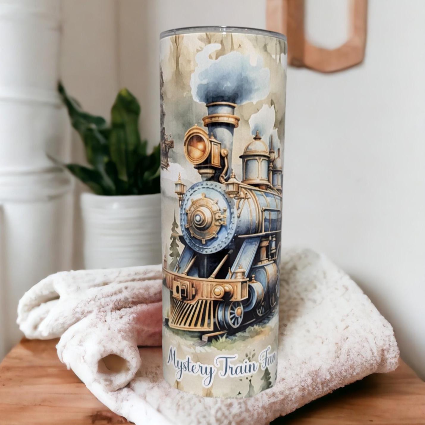 Train Tumbler 20oz With Reusable Straw, Can Be Personalized