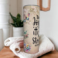 The Joy Of The Lord Tumbler With Pretty Butterflies, Bible Verse Nehemiah 8:10, 20oz With Reusable Straw