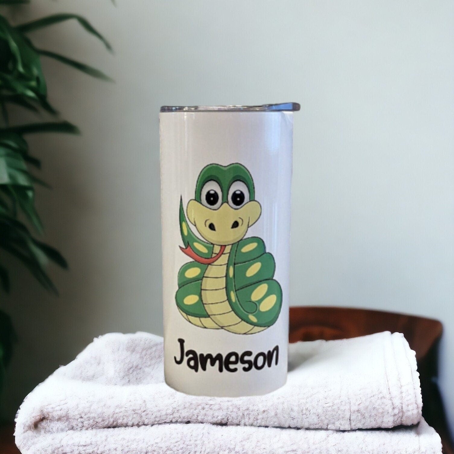 Kids Snake Tumbler 15oz With Reusable Straw, Can Be Personalized